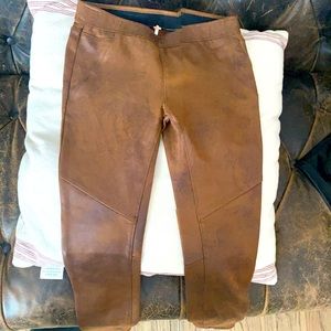 Free People vegan leather pants. Worn brown look, size 4